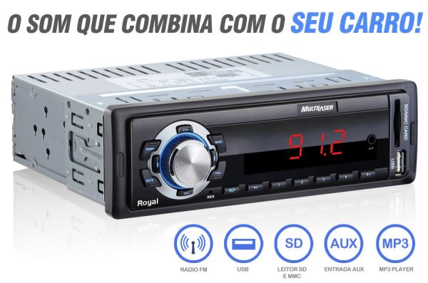 AUTO RADIO MULTILASER WAVE , USB, CARTÃO SD