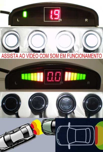 Sensor de Estacionamento 4 pontos com display de distância